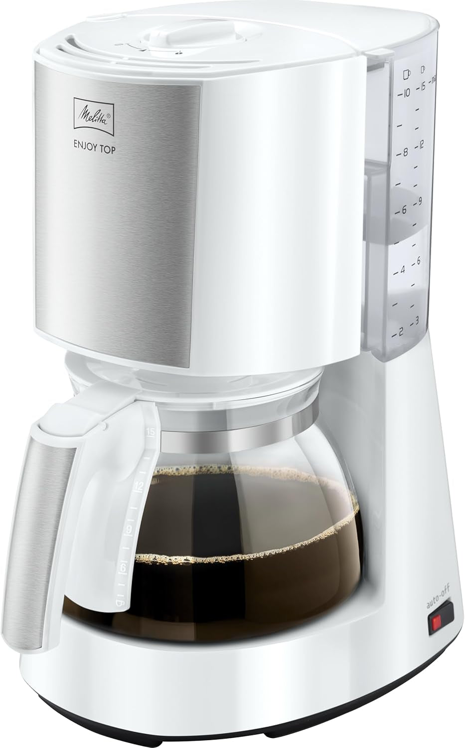 Melitta Enjoy Top Therm - Macchina per caffè espresso con filtro e caraffa termica in acciaio inossidabile, fino a 10 tazze di caffè, nero/acciaio inossidabile