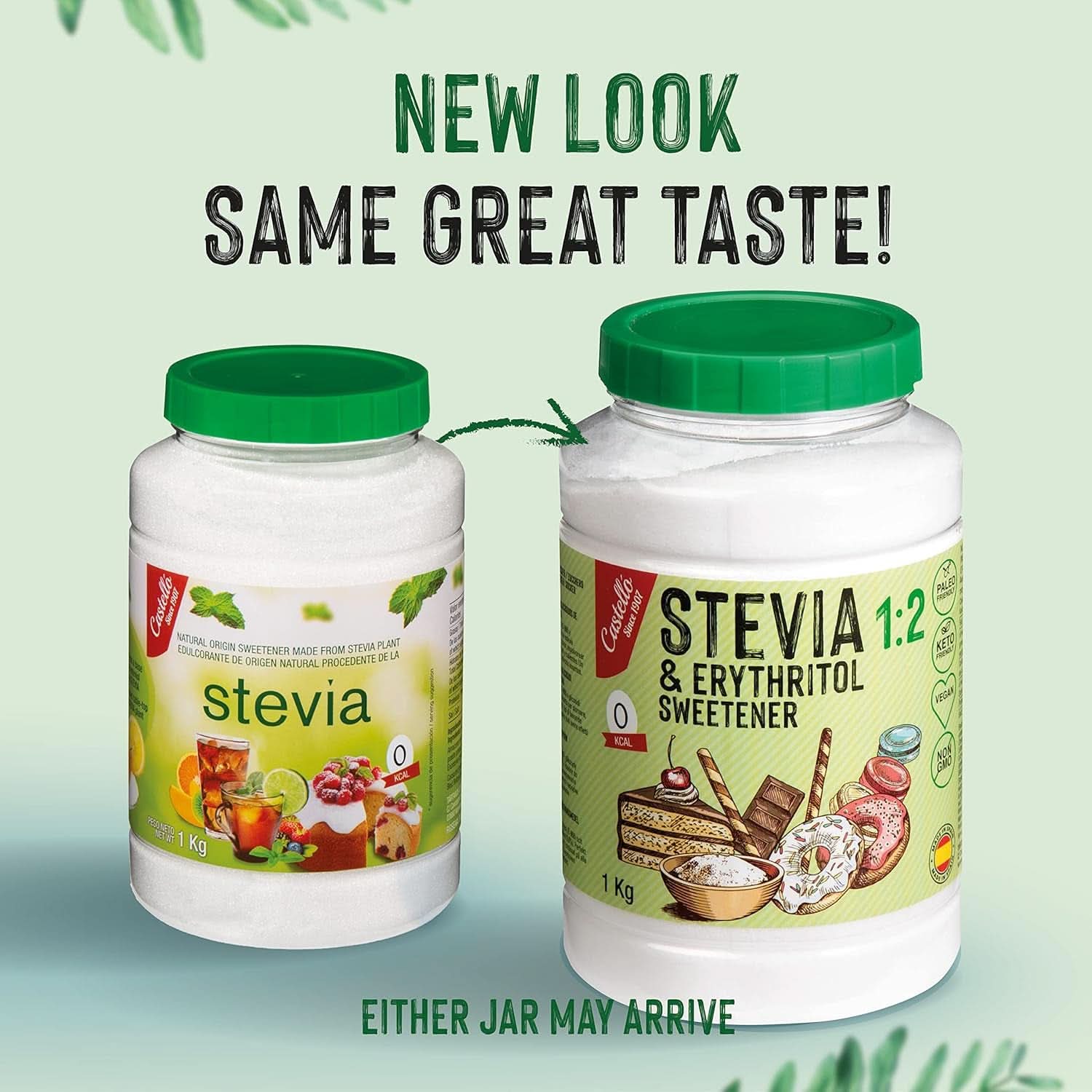 Dolcificante Stevia + Eritritolo 1:2, 1G = 2G Zucchero, 1 Kg Dolcificanti Naty Shop