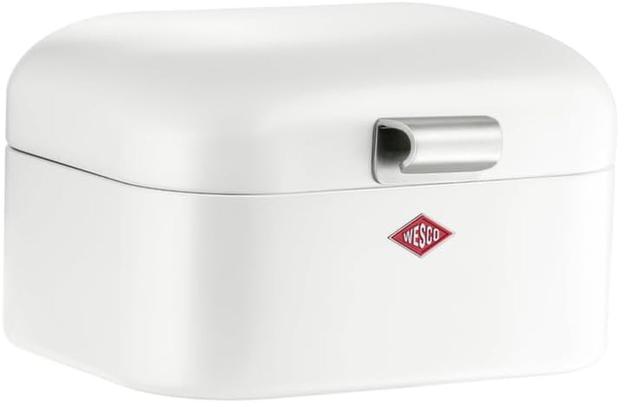 Wesco Mini Grandy Portapane in Rosa, Lamiera di Acciaio Verniciata a Polvere, Fori di Ventilazione e Maniglia Robusta Scatole per Conservazione degli Alimenti Naty Shop Bianco