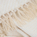 HOMLA Morris Plaid Coperta in cotone con frange - Coperta morbida e confortevole Coperta in cotone - tessuto pregiato 130 X 170 cm Ecru Letti e coperte Besuche den HOMLA-Store