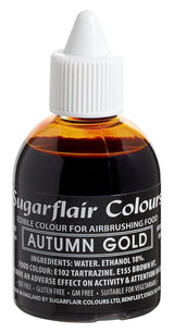 Sugarflair Colorante alimentare per aerografo Oro dorato Colorante alimentare liquido commestibile Aerografo per colorare torte Muffin Glassa e decorazione di torte - 60 ml