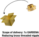 Gardena Nipplo filettato riduttore in ottone: connettore in ottone per riduttore filettato ad es. per pompe, filettatura esterna 33,3 mm (G 1 pollice) / filettatura interna 42 mm (G 1 1/4 pollice) (7266-20)