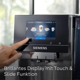 Macchina per caffè espresso completamente automatica Siemens EQ700, ampio schermo TFT a colori, 36 bevande calde e fredde, birra fredda, funzione 2 tazze, controllo app, sistema di pulizia automatico, acciaio inossidabile nero, TQ717D03