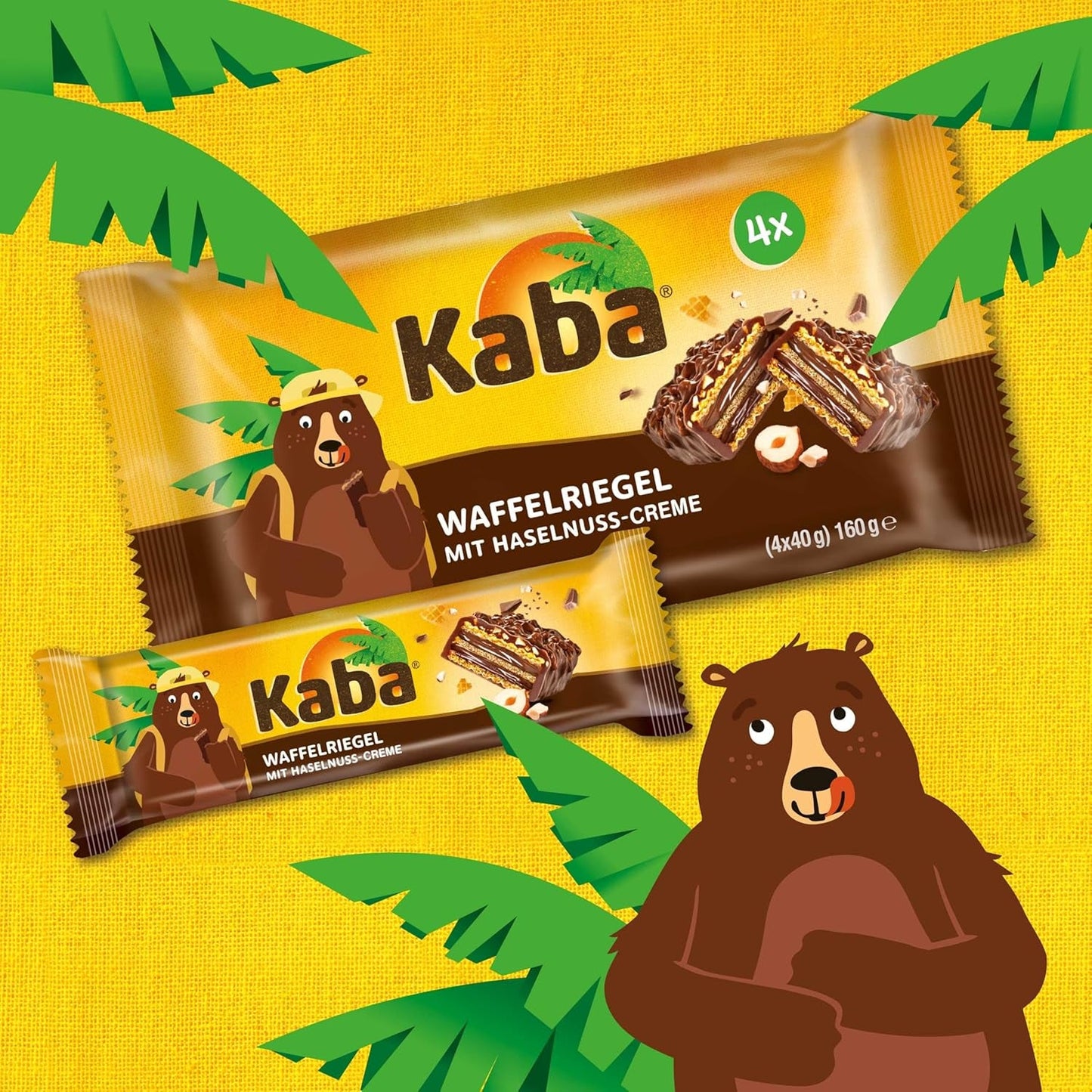 Barrette napoletane Kaba 40g, 4 barrette croccanti ripiene di wafer e pregiata crema alla nocciola, in confezione multipack dal gusto originale Kaba