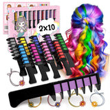 Magicat Set Gessetti per Capelli per Bambine I 10 Colori Lavabili e 5 Elastici per Capelli I Regalo per Bambine dai 4 ai 10 Anni I Regalo Creativo per la Festa di Compleanno dei Bambini 2025 I Tinture per Capelli Sicure e Colorate Naty Shop 400 G (1 Confezione)