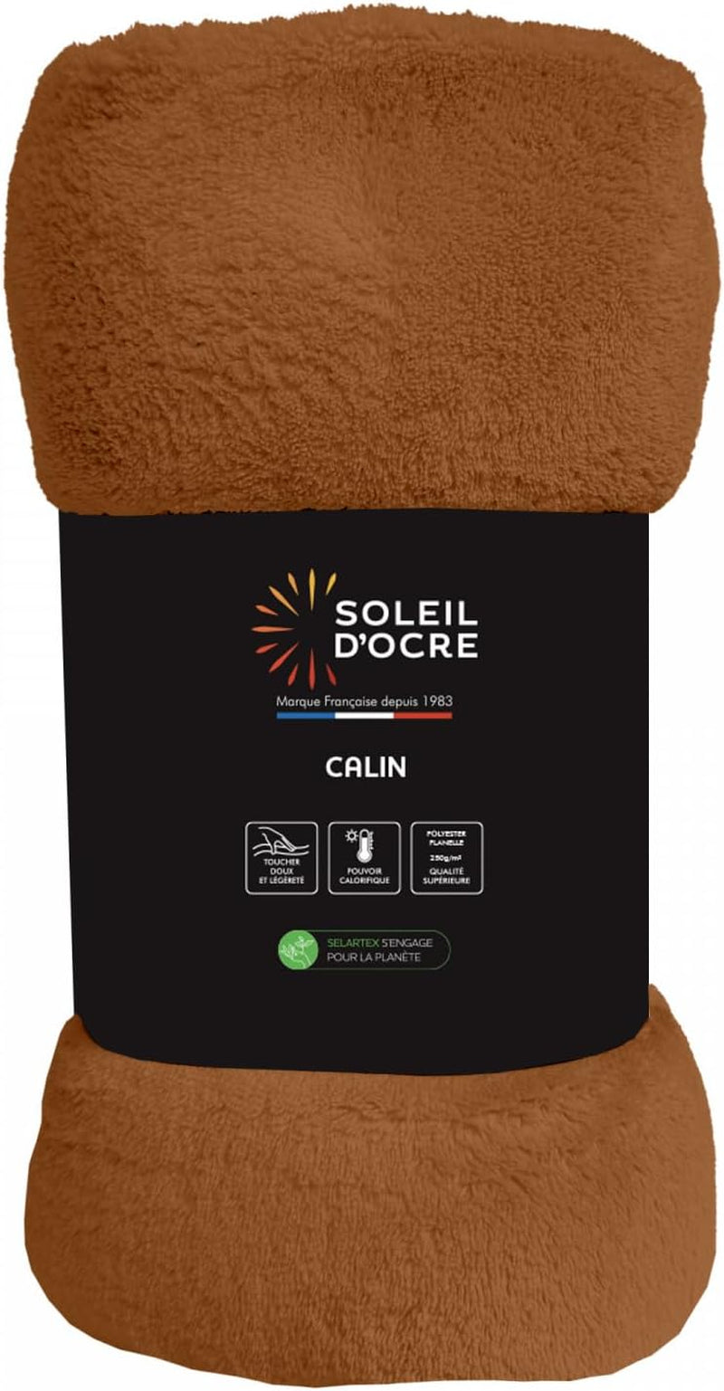 Soleil D'Ocre, coperta in flanella, 220 X 240 Cm, Calin, marrone Piumini e trapunte Naty Shop Arancione 220 X 240 Cm