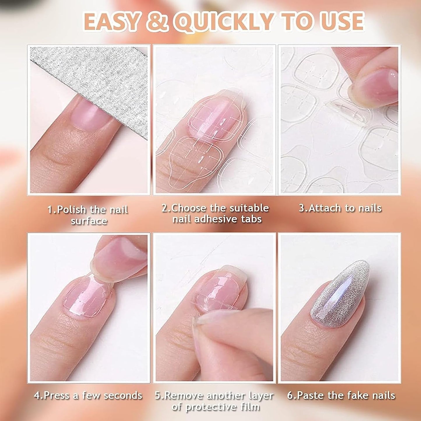 100 Pezzi Modelli per Nail Art Modelli per Modellare Autoadesivi con 4 Fogli Cuscinetti per Unghie Adesivi Trasparenti e 3 Lime per Unghie Accessori per Estensione Unghie in Gel per Unghie Artificiali