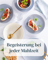 Servizio tavola in ceramica per 6, Hygge, 24 pezzi. VINCITORE DEL TEST Set di stoviglie e piatti in gres scandinavo da sogno, servizio da tavola per 6 set di stoviglie Pure Living in grigio blu