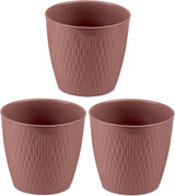 Set di 5 vasi marroni, diametro 16 cm - Vasi in plastica robusti - Fioriera decorativa con opzione di drenaggio - Vaso elegante per interni ed esterni