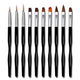 Set di spilli per nail art, 10 pezzi Nageldesign Malerei Pinsel, Pinsel professionali per nail art, Nail Fine Liner Pinsel, Schwarz