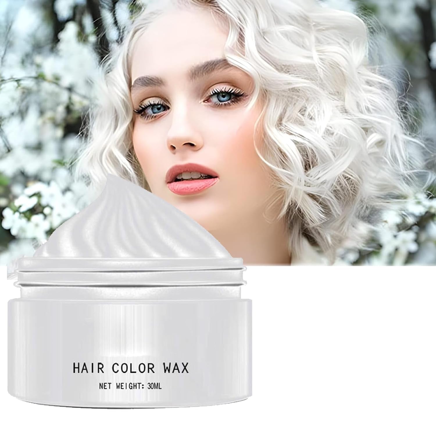 Tintura per capelli bianca naturale, Tintura per cera per capelli bianca, Tintura per capelli bianca naturale unisex, Tintura per capelli bianca, Cera per capelli per feste di Halloween Cosplay, Cera per tinture per capelli per feste, Tinture per capelli Naty Shop 30ML