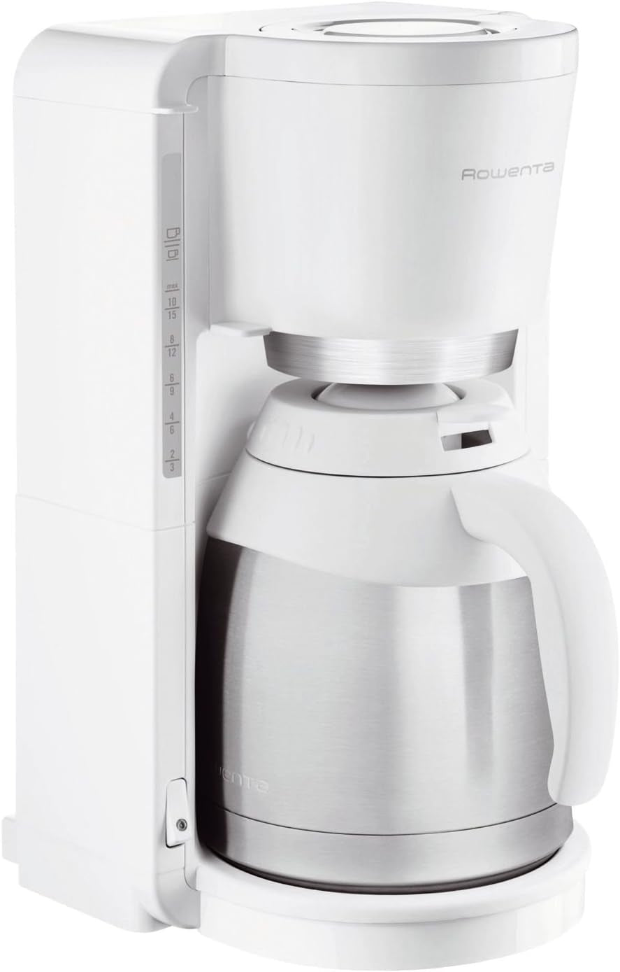 Caffettiera con filtro Rowenta CT3811 Adagio Milano | Con caraffa termica in acciaio inox | 10-15 tazze | Spegnimento automatico | Bianco/Acciaio inox