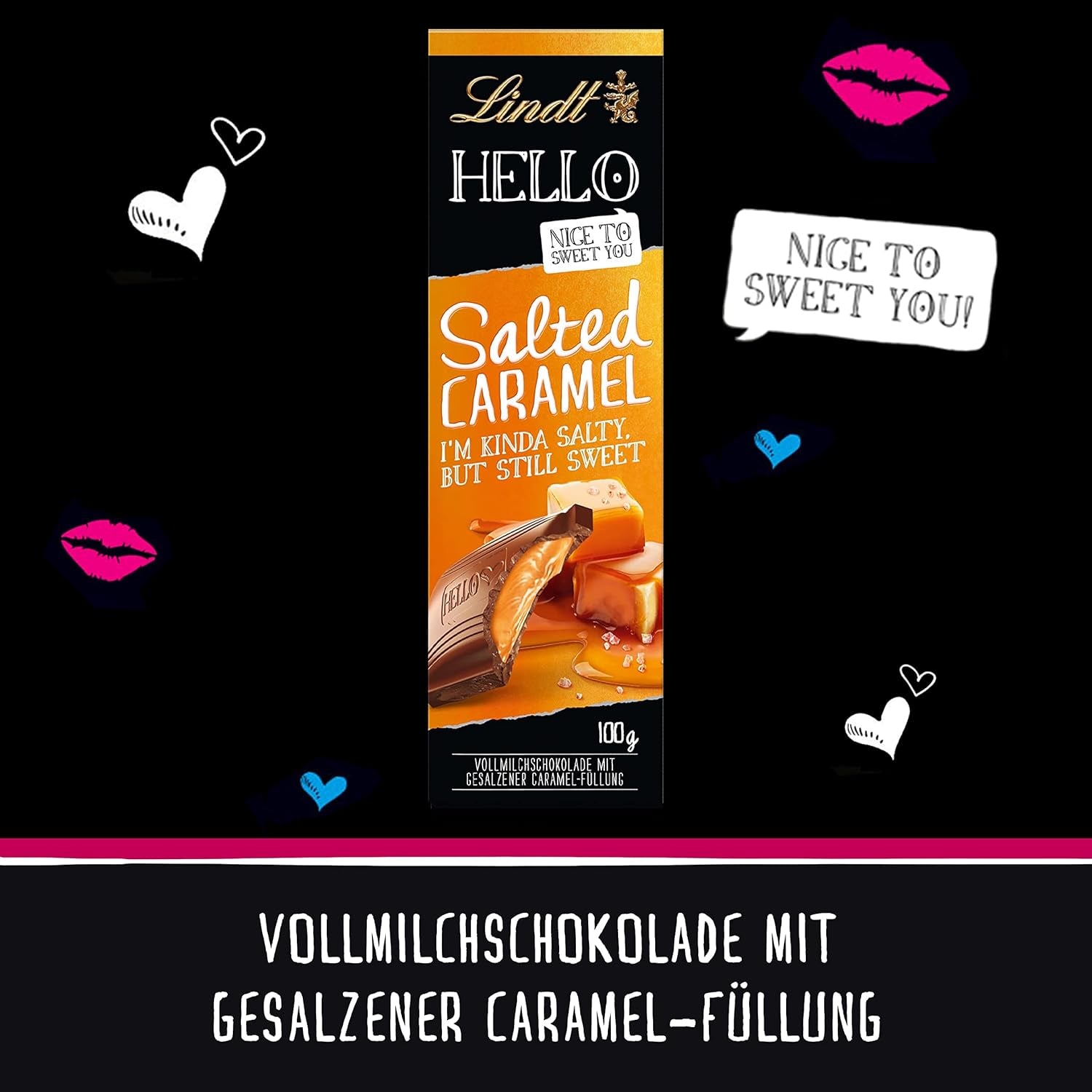 CIAO Cioccolato Al Caramello Salato | Barretta 100g | Cioccolato al latte con ripieno di caramello salato | Tavoletta di cioccolato | Regalo al cioccolato (confezione da 5)