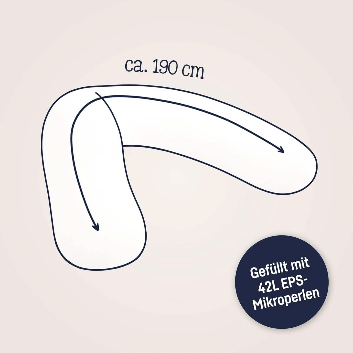 Julius Zöllner Cuscino da allattamento biologico 190 cm, imbottitura 42 litri Microsfere Eps, made in Germany Accessori Alimentazione e Allattamento Bebe Naty Shop