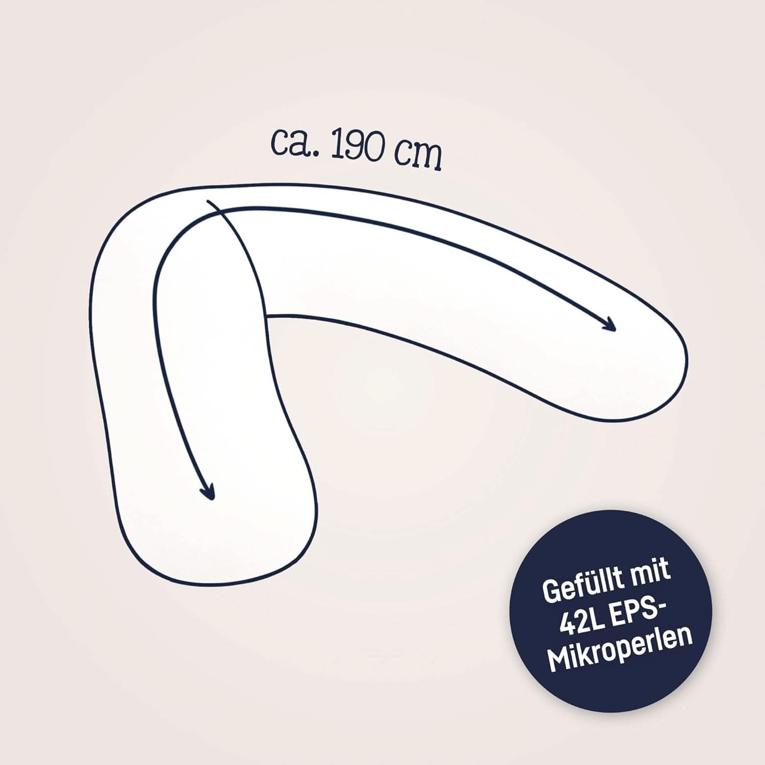Julius Zöllner Cuscino da allattamento biologico 190 cm, imbottitura 42 litri Microsfere Eps, made in Germany Accessori Alimentazione e Allattamento Bebe Naty Shop