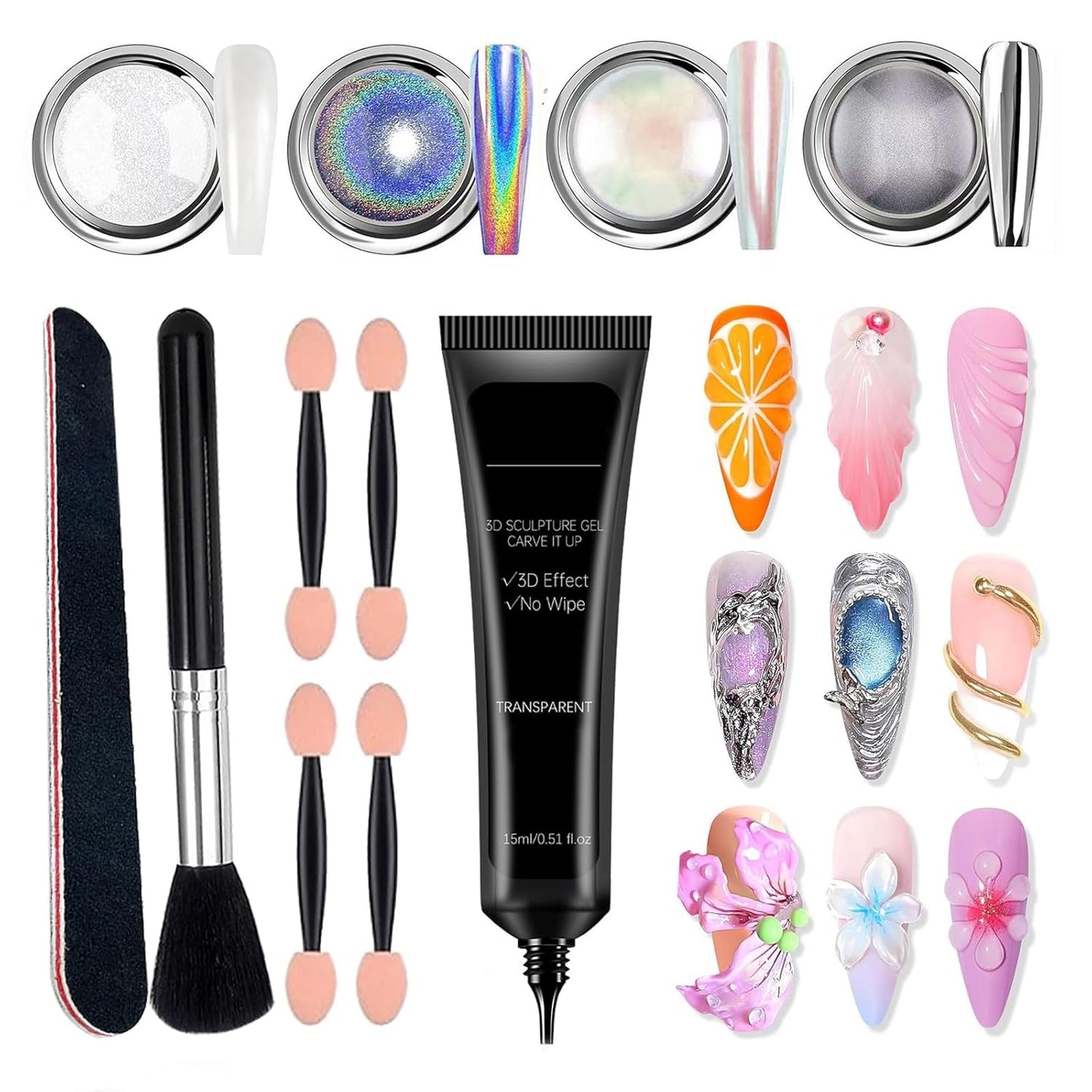 GZSY Nail Art Strasssteine ​​​​Nagel Perle Weiß 12Raster Nagel Charms Nageldesign Zubehör Perle Nail Art
