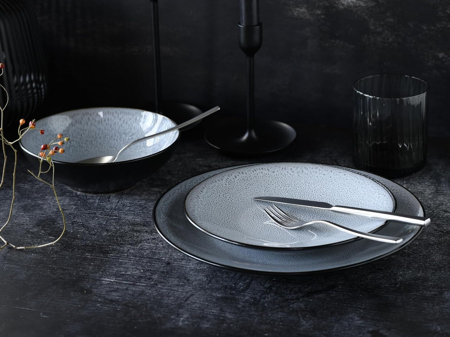 CreaTable, 23964, Serie Malmö, set da 18 pezzi per 6 persone, set da banco a parete, macchine per la pulizia e microonde, produzione di qualità