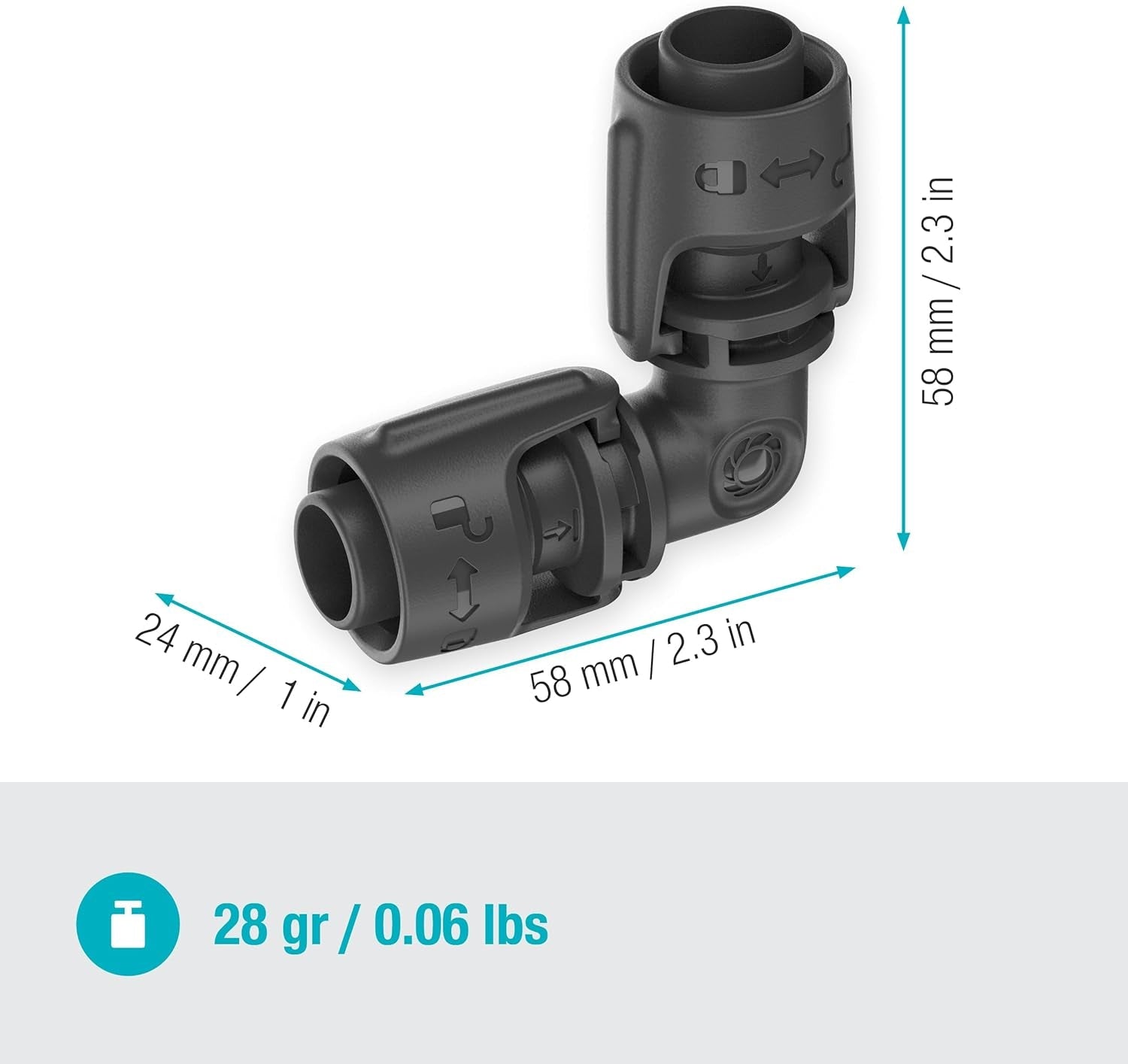 Gardena Sistema di irrigazione Micro-Drip L-Piece 13mm (1/2"): Connettore per tubo per invertire tubi di alimentazione da 13mm, montaggio senza attrezzi, riutilizzabile (13202-20)