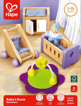 Hape Cameretta per Bambole - Set per Cameretta per Bambole in Legno, Mobili per Bambole, Accessori per Casa delle Bambole per Bambini, Cameretta per Bambini in Miniatura con Altalena e Accessori, Gioco di Ruolo di 3 Anni