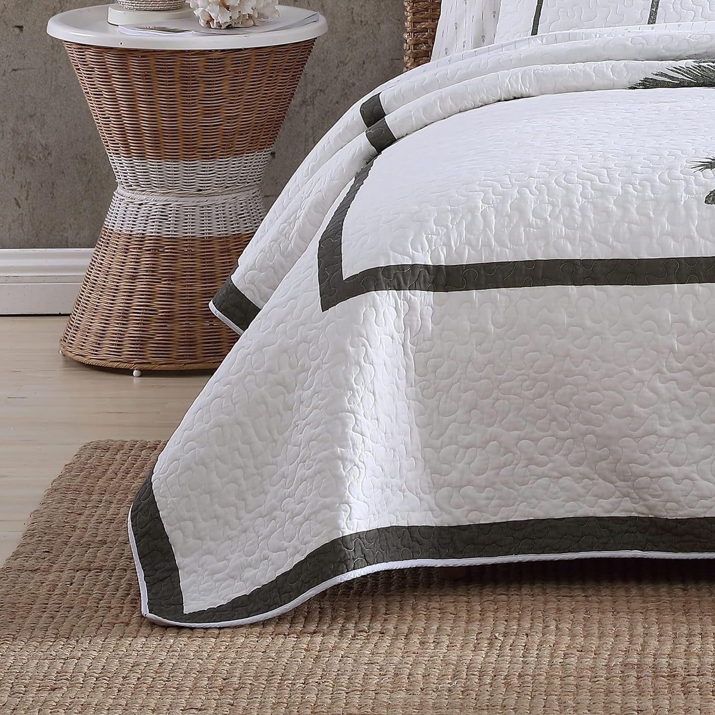 Collezione Tommy Bahama Palm Island | Piumino - 100% cotone, reversibile, morbido e traspirante, prelavato per una morbidezza extra, letto king size, Piumini e trapunte grigie Naty Shop