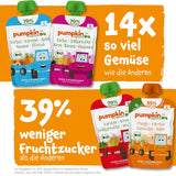 Pumpkin Organics buste di verdure e cereali biologici, confezione da 8: Pera, Fragole, Patate dolci, Barbabietola rossa, Banana, Avena - Senza zuccheri aggiunti¹ - Dai 6 mesi - come spuntino o alimento complementare nella confezione (8 x 100g)