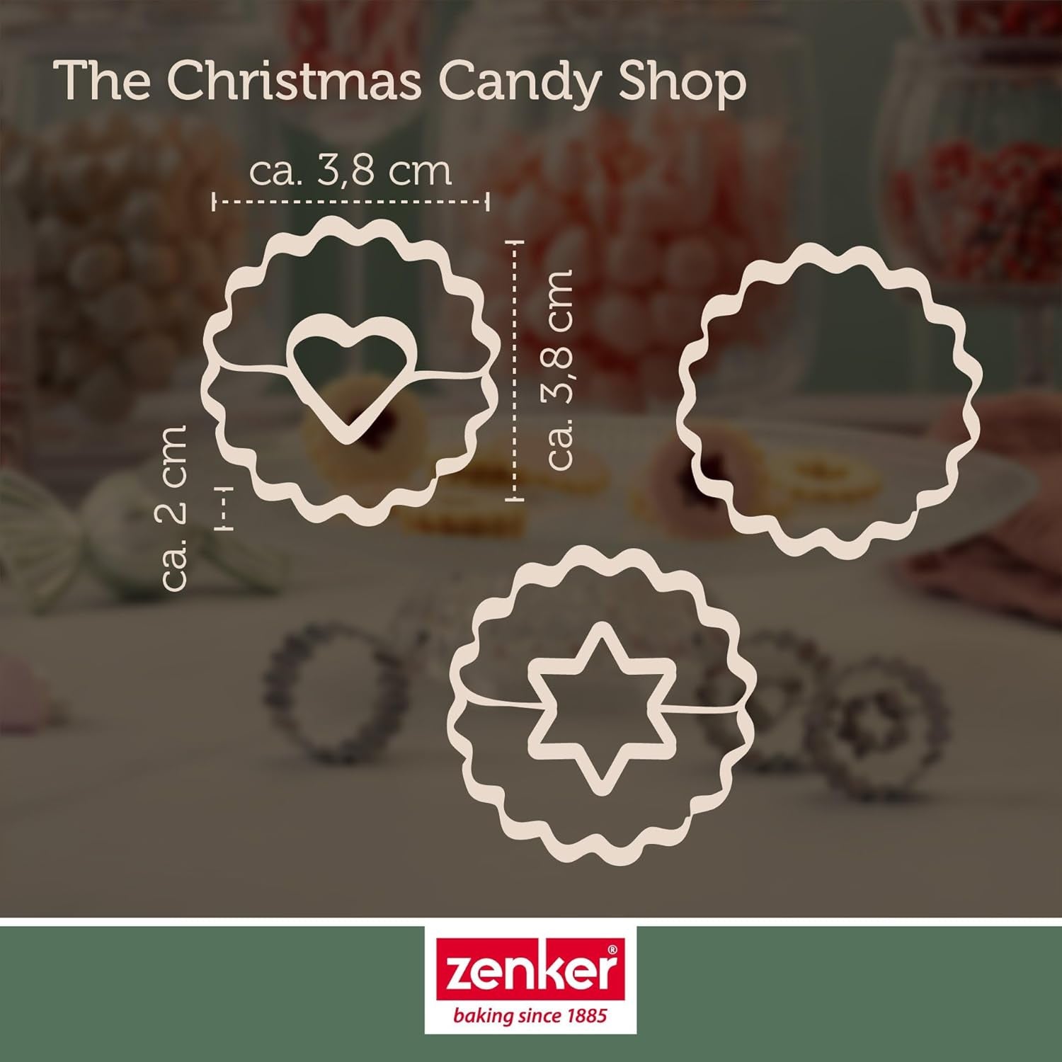 Zenker Ausstecher-Set Linzer Herz und Stern aus Edelstahl – Perfekt für Weihnachtskekse, 3-teilig, inkl. Geschenkverpackung, spülmaschinengeeignet und rugginefrei – Il negozio di dolciumi di Natale
