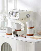 Set tazze da caffè MALACASA, set di tazze in gres da 350 ml per 4 persone, tazze da caffè moderne per tè, succo di frutta, latte, cappuccino, cioccolata calda. Lavabile in lavastoviglie e adatta al microonde, serie TARA, bianco kaki