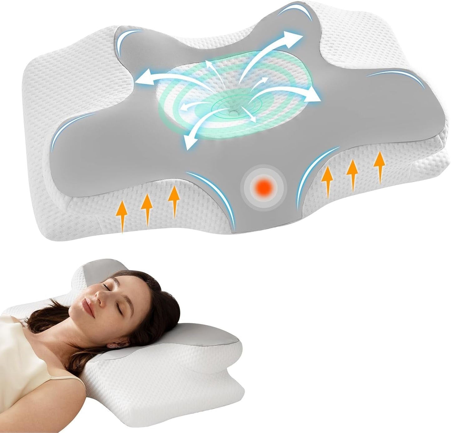 Homyrium Cuscino Collo ergonomico Cuscino ortopedico Memory Foam Cuscino di supporto per il collo Cuscino antirussamento Cuscino per chi dorme sul fianco Cuscino per la schiena per la pancia Grigio Cuscini ortopedici cervicali Naty Shop Grigio