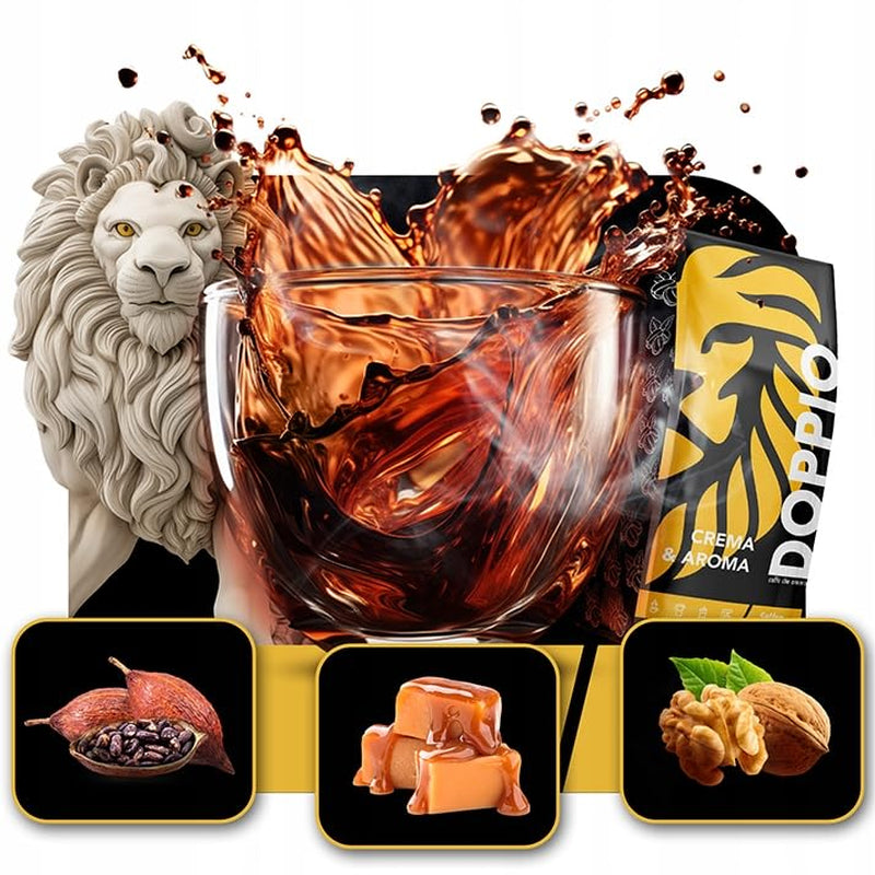 Doppio Crema & Aroma 1KG | Caffè in grani 80% Arabica e 20% Robusta | con note di cacao, frutta secca e caramello | Tostatura fresca e media, bassa acidità | per l'espresso | Caffè Orca Blu