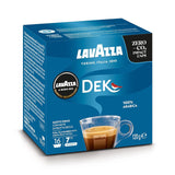 Lavazza A Modo Mio Dek Cremoso, 256 capsule caffè, per espresso decaffeinato con note aromatiche di mandorle e candite, 100% Arabica, intensità 7/13, tostatura media, 16 confezioni