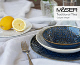 MÄSER 935079 Servizio da tavola moderno vintage per 2, design moresco, servizio da tavola da 8 pezzi, piatti e ciotole in ceramica di alta qualità, gres, bianco