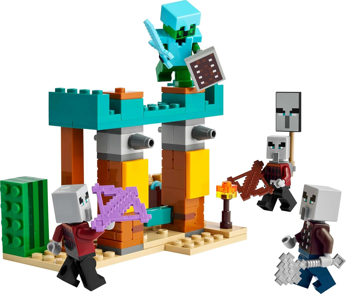 LEGO Minecraft Set videogioco The Illager Desert Patrol per bambini, mini giocattolo dell'avamposto e tre minifigure tra cui il saccheggiatore, il servo e il cavaliere dei cactus 21267 Set di costruzione Besuche den LEGO-Store