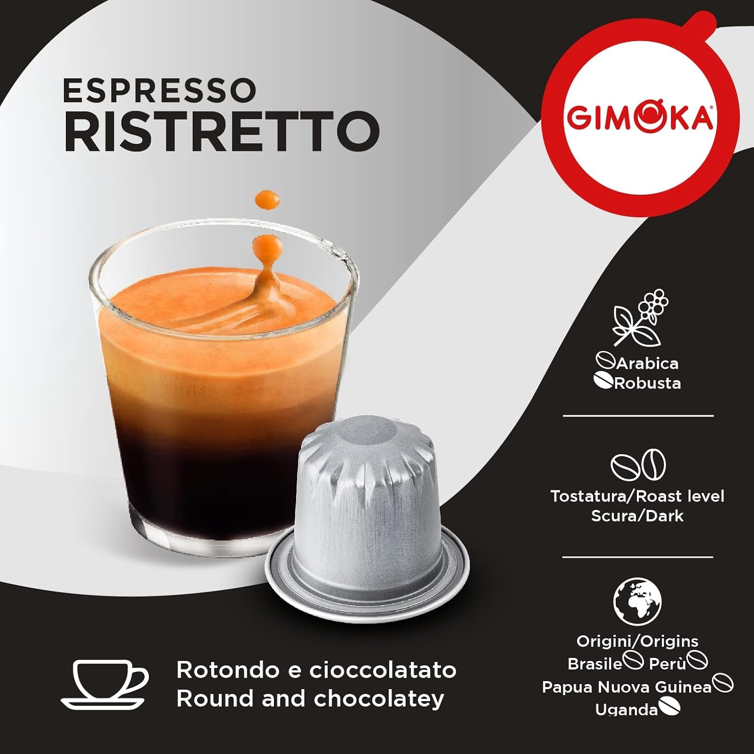Gimoka Kaffeekapseln Espresso Ristretto, Intensität 11/13-100 Kapsel aus Aluminium - Compatibile con Nespresso* Haushalts-Espressomaschinen - 100 Stück (10 x 10 Getränke) - Hergestellt in Italien