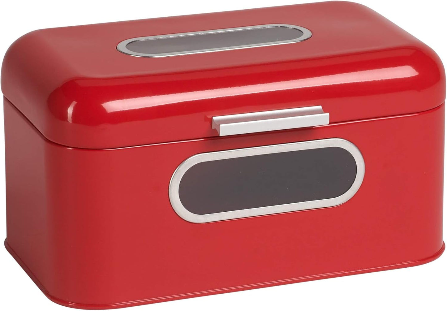ECHTWERK Cestino per il Pane in Metallo retrò con Finestra e Coperchio, Set di 3 Eleganti Scatole Portaoggetti, Capacità 1,4 L, Scatole per Alimenti Rosse Naty Shop Rosso S Singolo