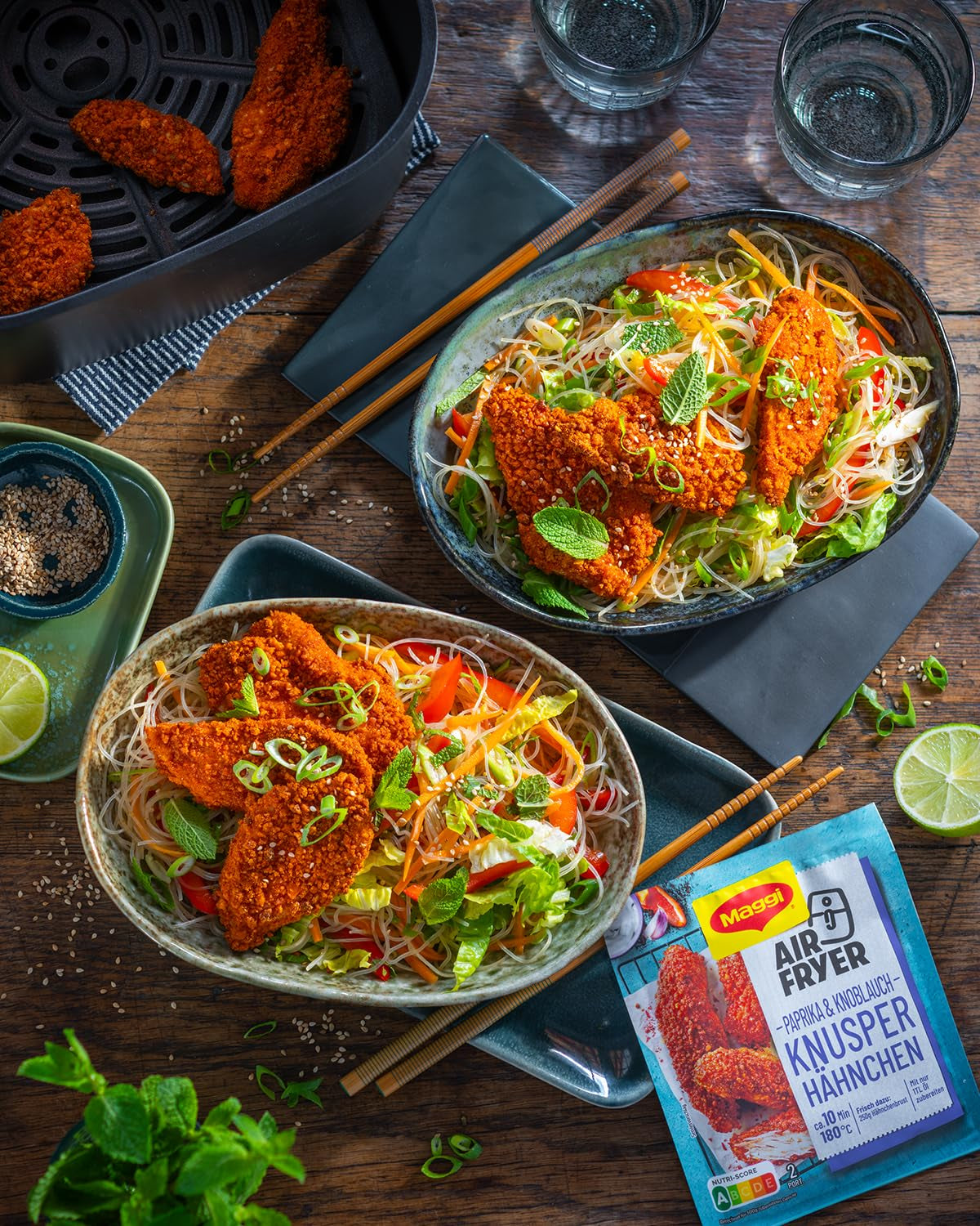 MAGGI Airfryer Knusper Hähnchen - Paprika und Knoblauch, confezione 1 (1 x 39g)