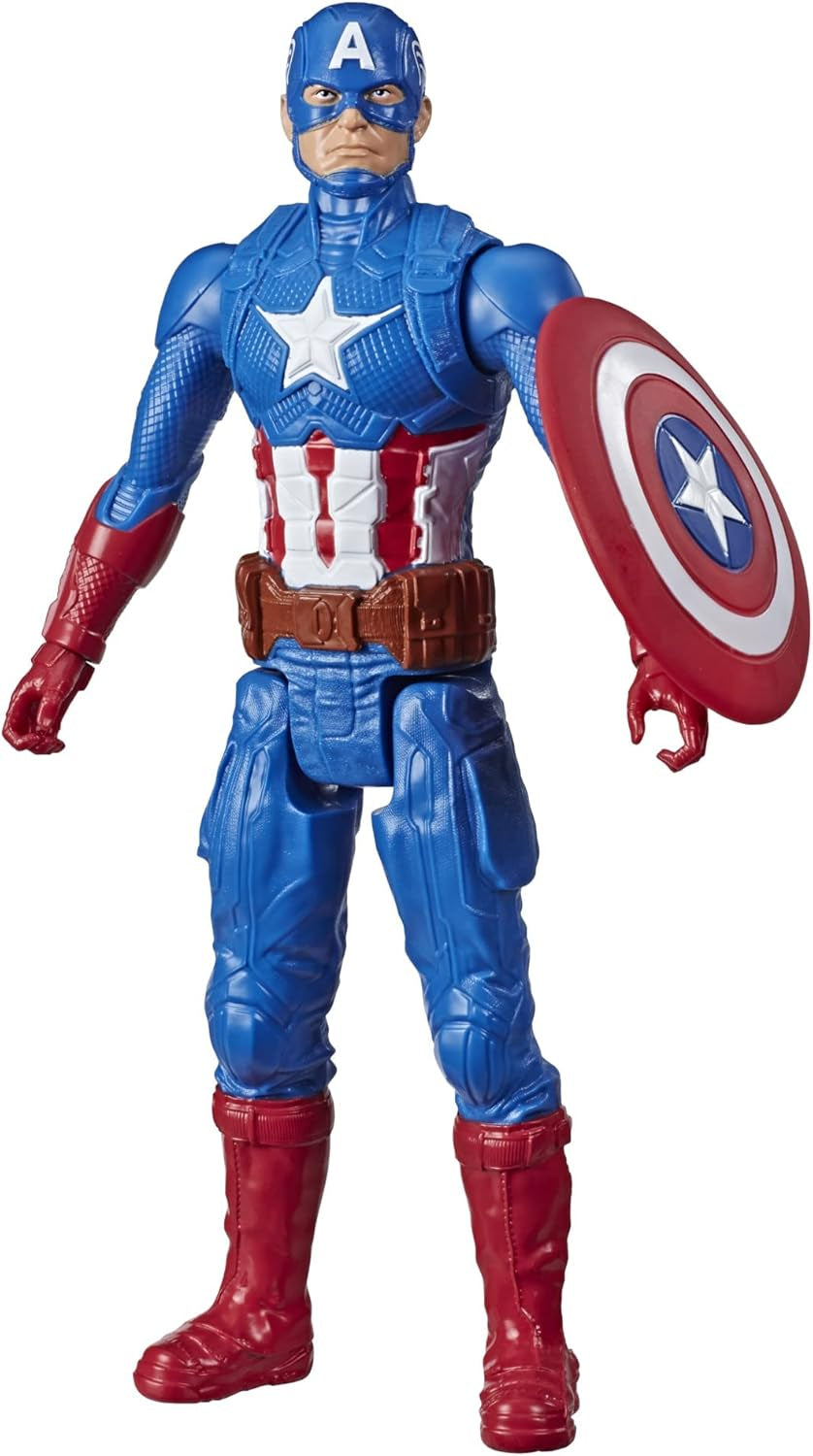 Marvel Avengers Titan Hero Series Blast Gear Captain America Action Figure Giocattolo grande da 30 cm per 4+ anni Action Figure blu Naty Shop Titolo predefinito