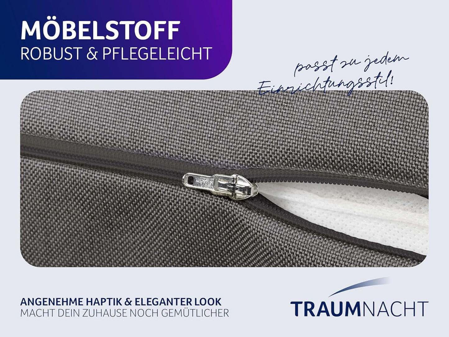 Cuscino da lettura Traumnacht Cozy Back Cushion, 70 x 40 cm grigio scuro, rivestimento sfoderabile e lavabile in 100% poliestere, pratica tasca laterale, certificato Oeko-Tex, prodotto secondo gli standard di qualità tedeschi