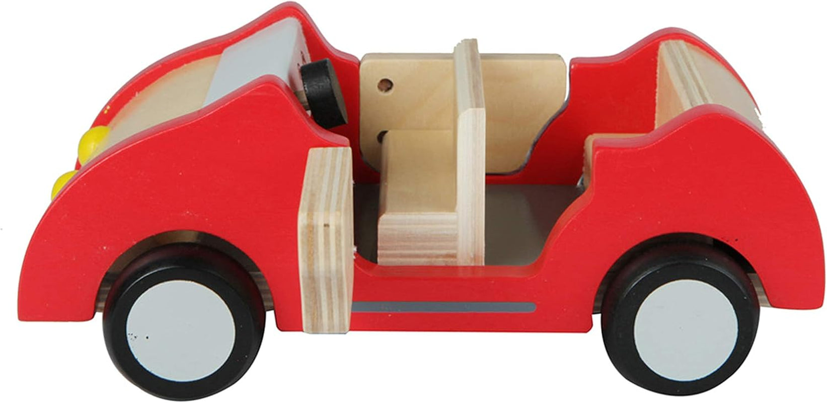 E3405 - Casa delle bambole, Casa delle bambole con accessori, in legno e E3475 - Accessori per casa delle bambole, Auto familiare