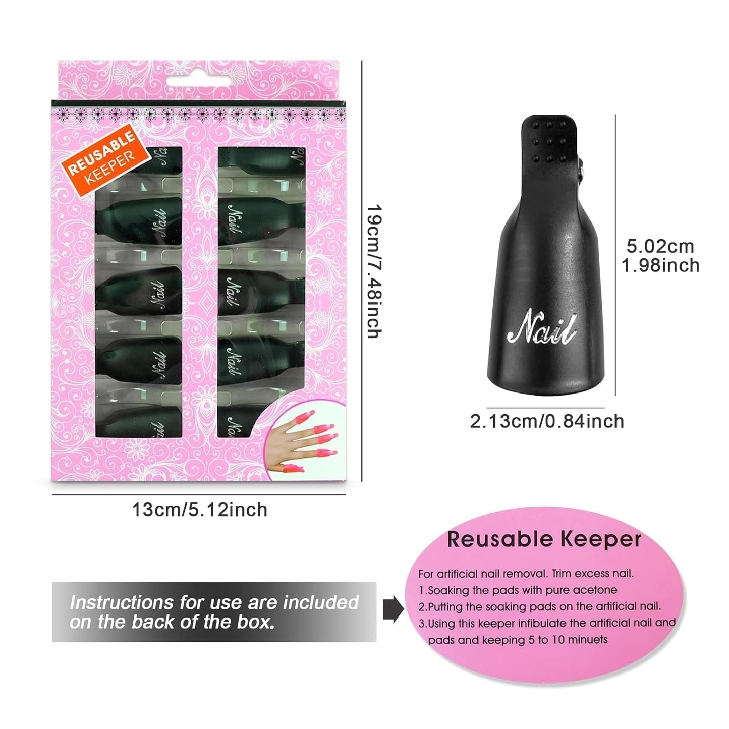 Hanyousheng Nagellackentferner Clips, Nagel Clips, 10 Stück Schwarz Nagelclips, Nagel Klammer, Nails Art ​Cappuccio in gel, Soak off Clip Cap UV Gel Poliermittel Entferner Wrap Nail Tool