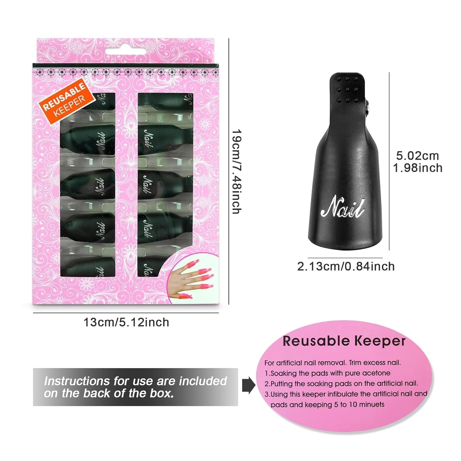 Hanyousheng Nagellackentferner Clips, Nagel Clips, 10 Stück Schwarz Nagelclips, Nagel Klammer, Nails Art ​Cappuccio in gel, Soak off Clip Cap UV Gel Poliermittel Entferner Wrap Nail Tool