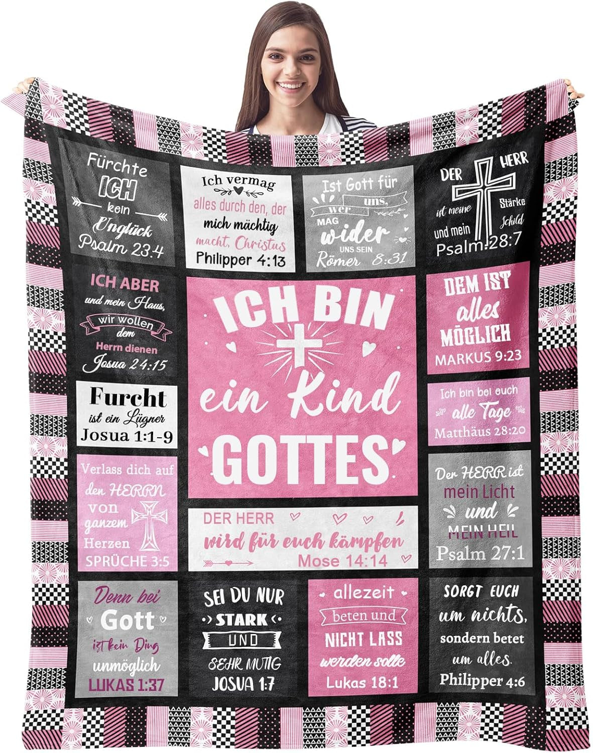 ZQYMM Regali cristiani per donne uomini, regali di battesimo/cresima per ragazze/ragazzi, di ispirazione/religiosi, regali spirituali cattolici, regali di compleanno per cristiani ZQYMM Letti e coperte Rosa 150*220 cm
