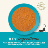 Applaws Cibo umido per gatti 100% naturale - Zuppa di lische di pesce con tonno, 12 bustine con filtro x 85 g