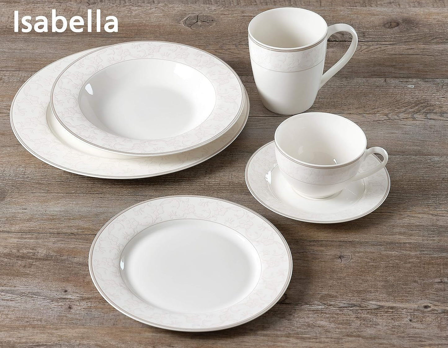 Ritzenhoff & Breker Servizio da caffè Isabella, 18 pezzi, porcellana fine, bianco con ornamenti, 37 x 26 x 25 cm