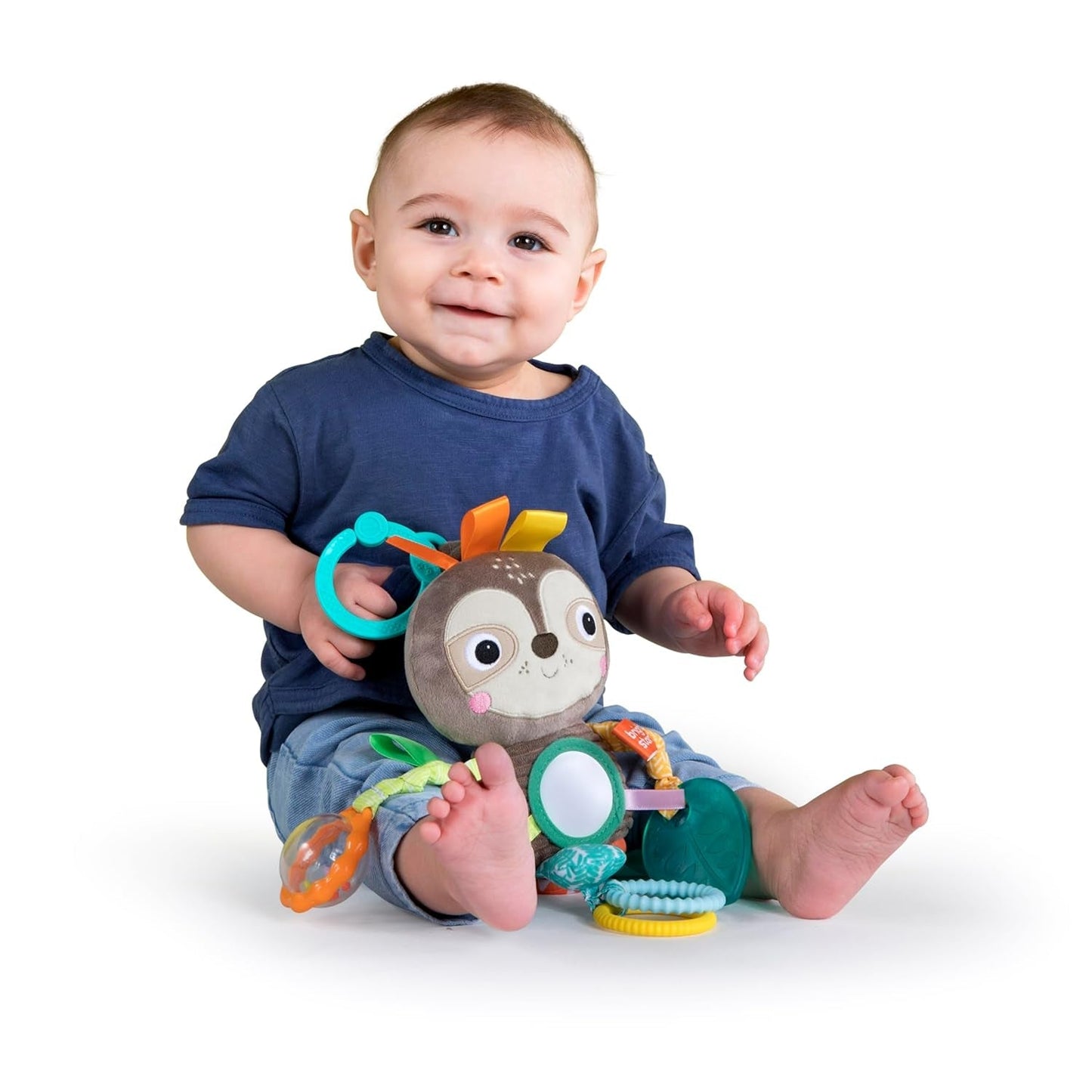 Bright Starts Passeggino Giocattolo Bradipo - con sonaglio, specchietto e anelli per taggie Giocattoli per bambini Naty Shop Bradipo