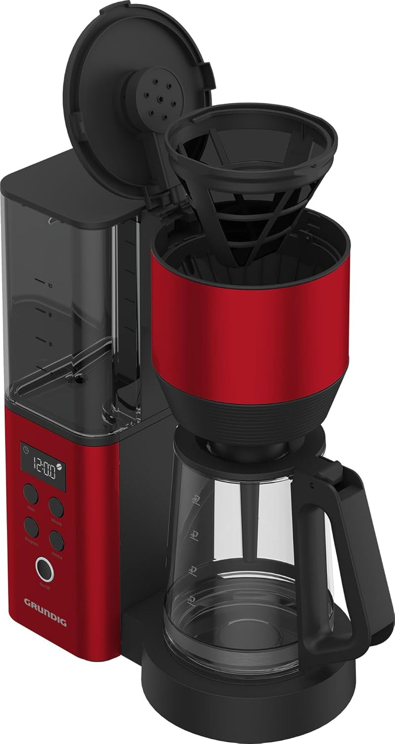 Macchina per caffè espresso digitale con filtro GRUNDIG KM8440, rossa, 1000 W, 1,25 litri