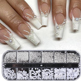 GZSY Nail Art Strasssteine ​​​​Nagel Perle Weiß 12Raster Nagel Charms Nageldesign Zubehör Perle Nail Art