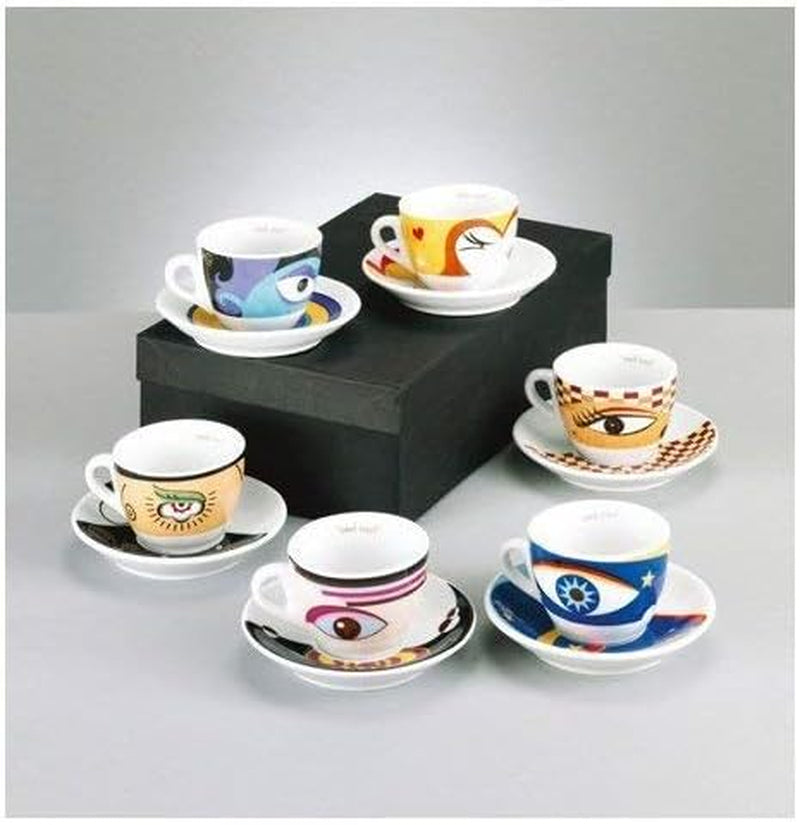 Zeller 26510 Set tazzine da caffè espresso, 12 pezzi, Magic Eyes, bianco