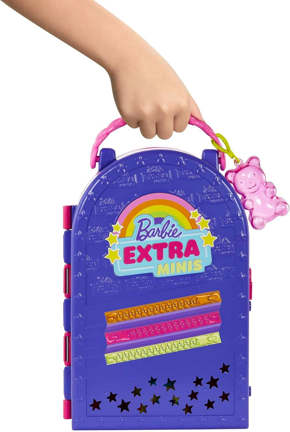 Barbie Extra Minis, bambola Extra Mini e set da gioco boutique, armadio con armadietti, mensole, specchi, piattaforma a 360°, bambola Extra Mini con accessori per capelli rosa, HHN15
