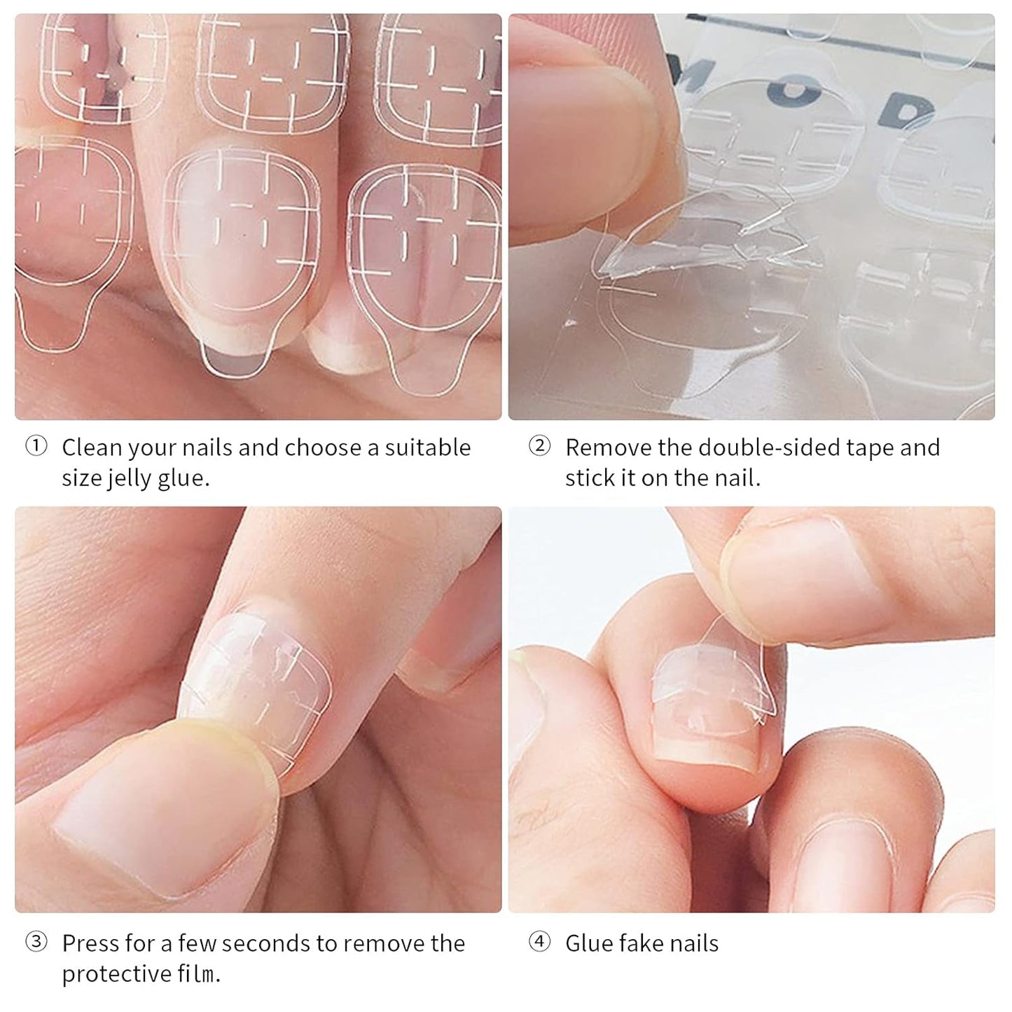 360 strisce autoadesive trasparenti per unghie, colla per unghie, strisce autoadesive bifacciali, decorazione trasparente per manicure fai da te