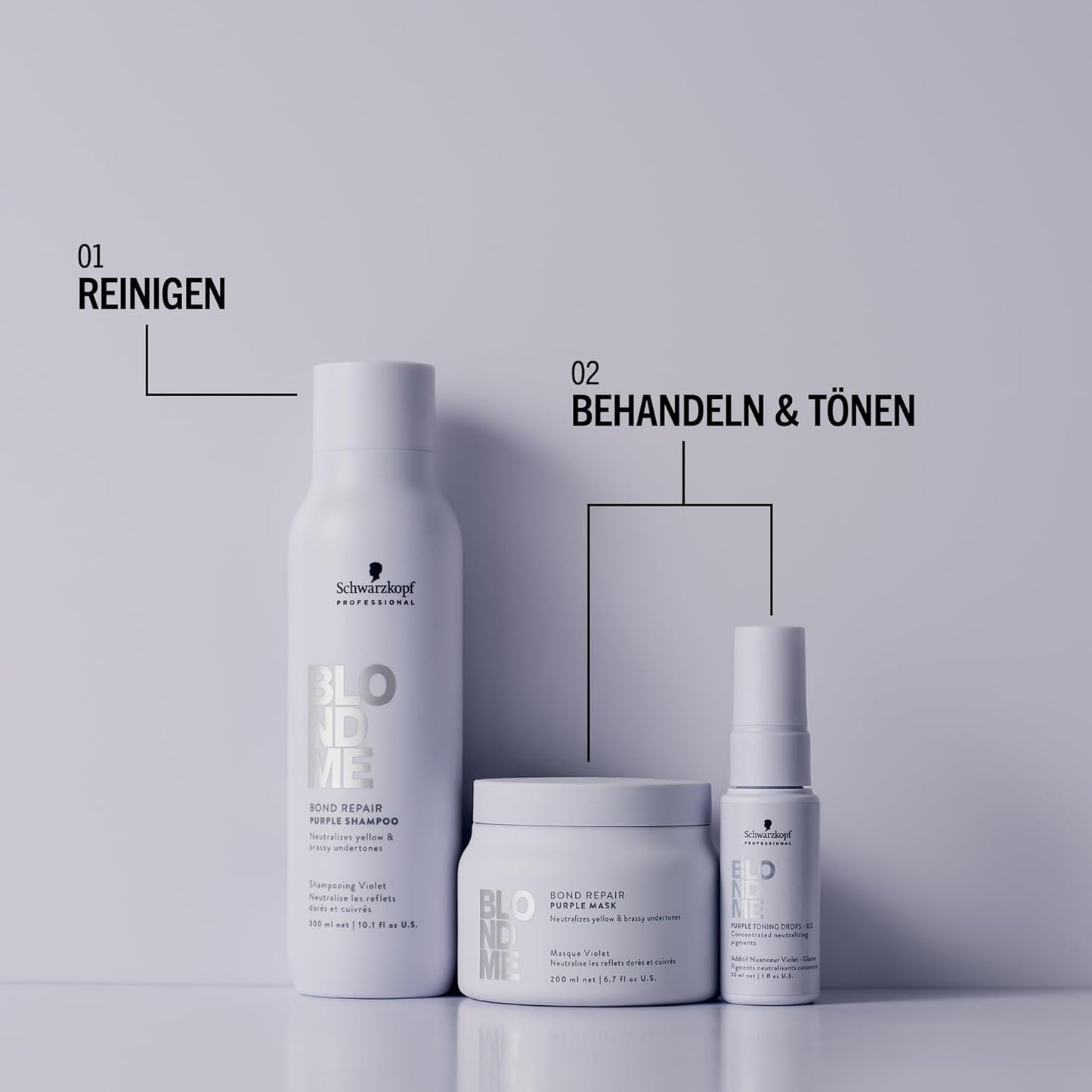 Schwarzkopf Professional BLONDME Bond Repair Purple Mask Maschera per capelli freddi Neutralizza i toni gialli per capelli tinti, decolorati e chiari Condizionante profondo e rinforzante 200 ml Maschera per capelli Naty Shop